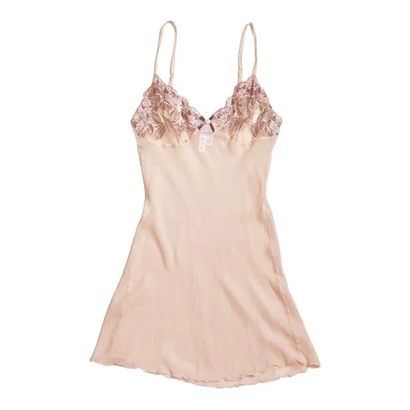 I.D. Sarrieri Pink Blush Sheer Chemise Slip Floral Lace Size 42 EU 8 - Picture 1 of 5